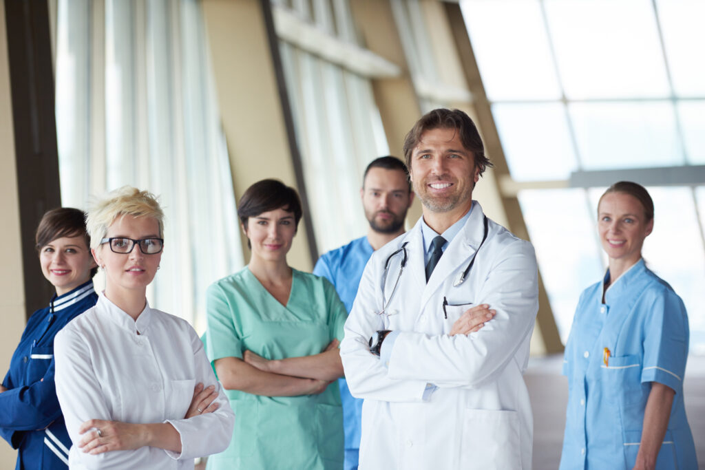 Healthcare professionals working in a hospital