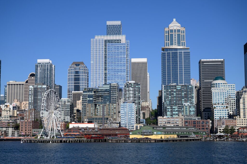 Seattle skyline with Space Needle – home to Amazon and Microsoft for tech careers.