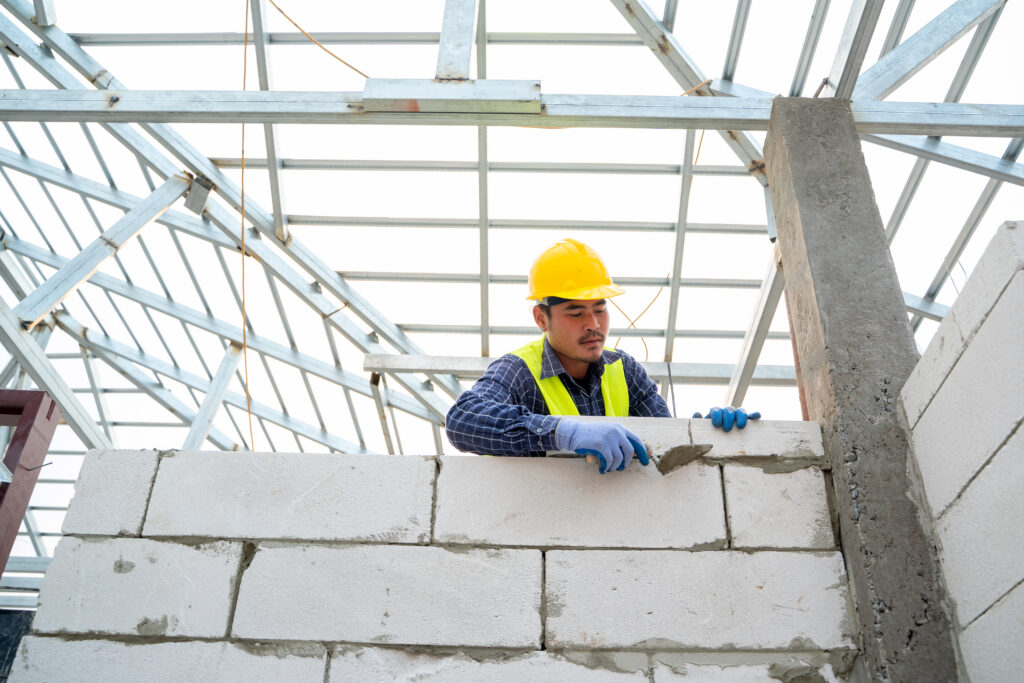 Skilled tradesperson working on a construction site