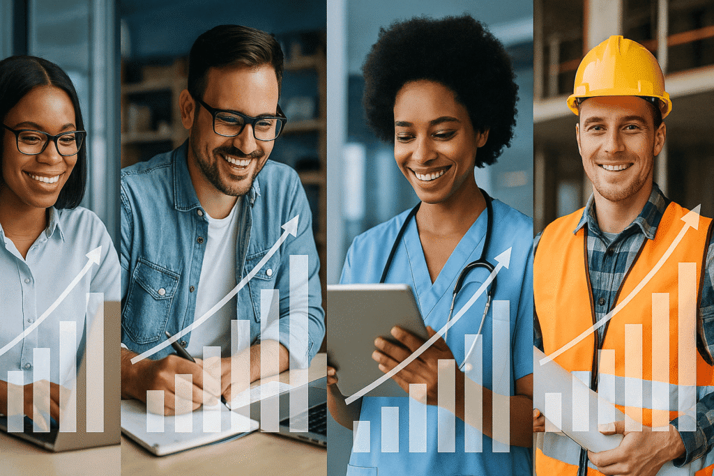 Growing demand for skilled professionals across US industries showing career growth trends
