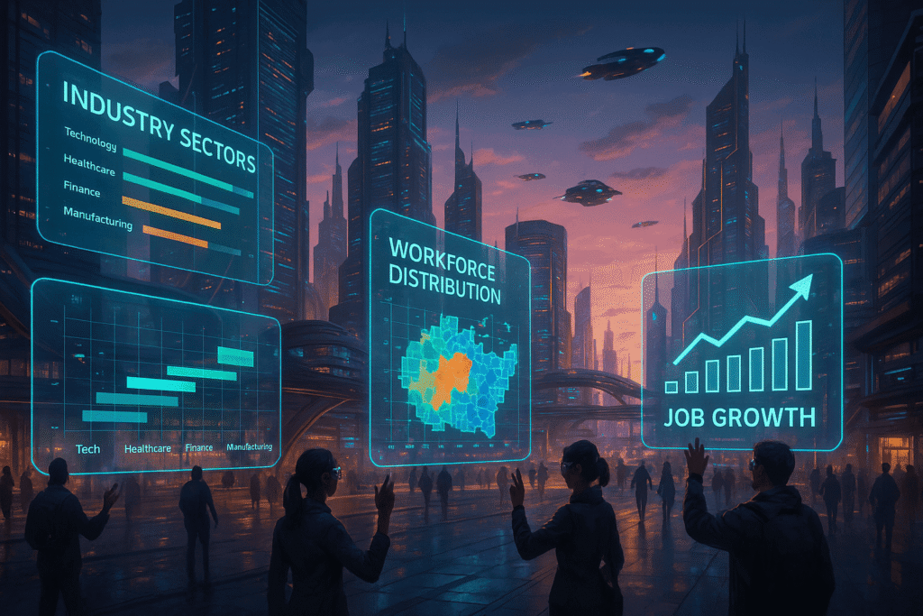 2025 US job market trends showing tech and healthcare sector growth