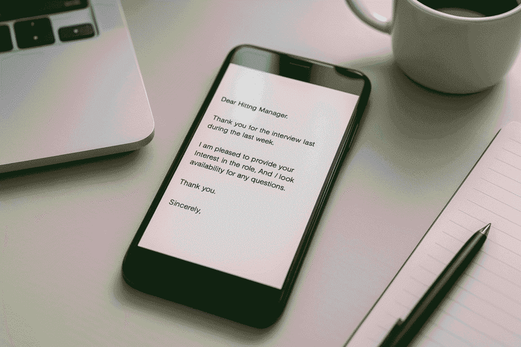 Professional job application follow-up email example on mobile