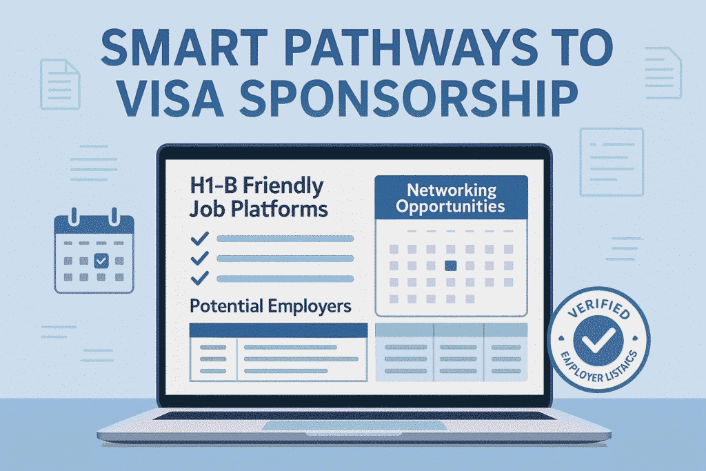 Mobile screen showing H1-B job search strategies and tools