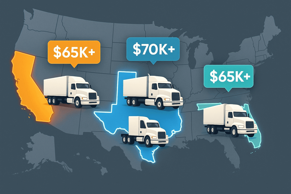 Best states for truck drivers with highest pay and most job openings