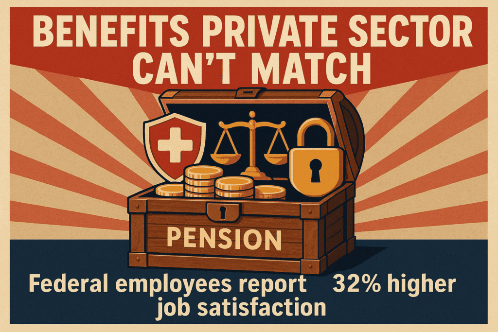 Federal job benefits including retirement, healthcare, and job security