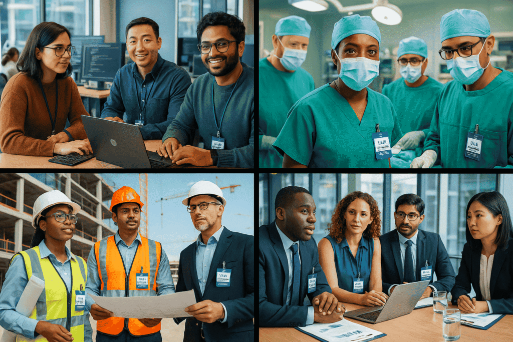Top US industries hiring foreign workers - technology healthcare engineering finance